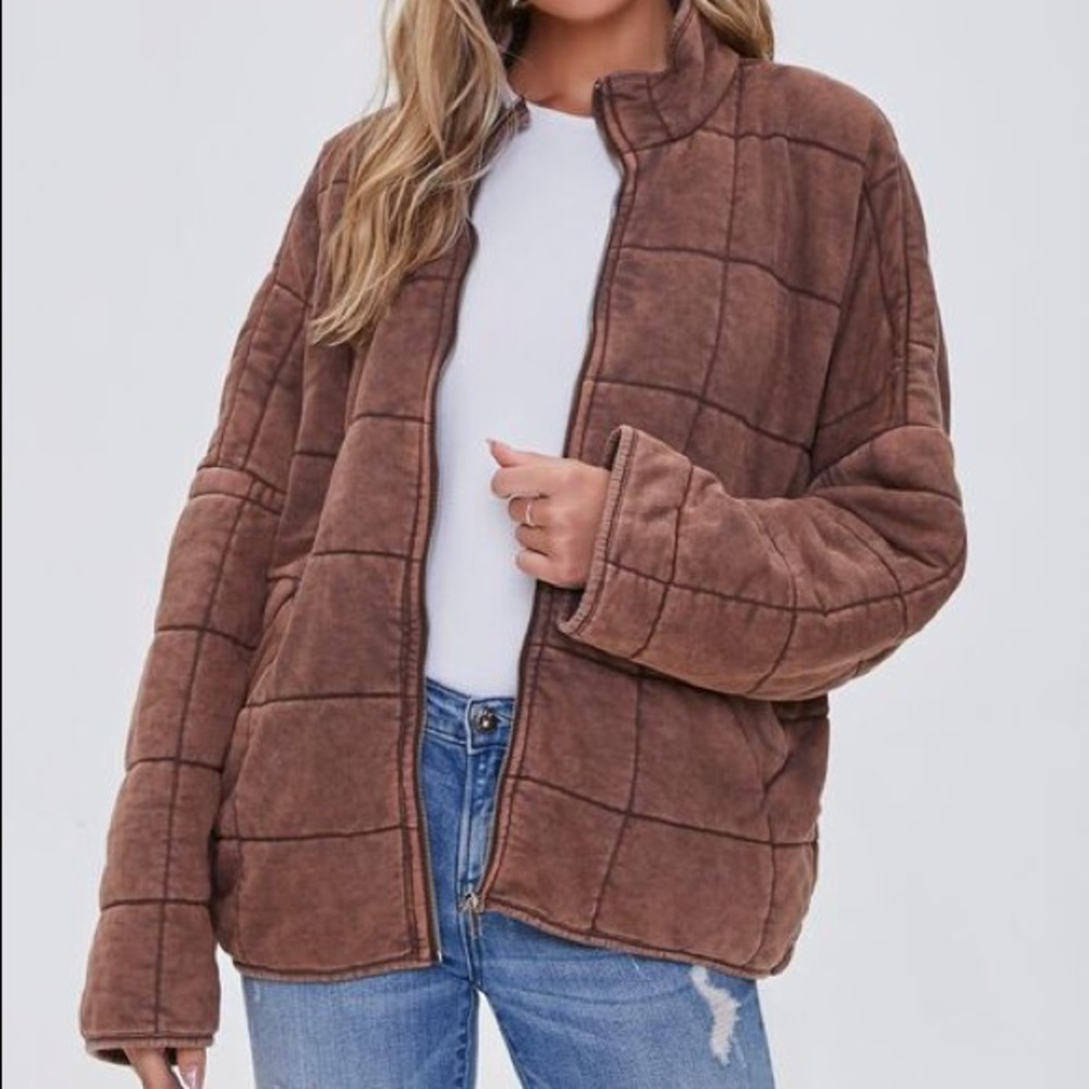 Forever 21 Quilted Zip Up Jacket • FP dupe